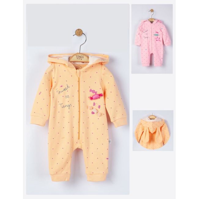 Salopeta pentru bebelusi Sweets, Tongs baby (Culoare: Somon, Marime: 6-9 luni) JEMtgs_4041_6