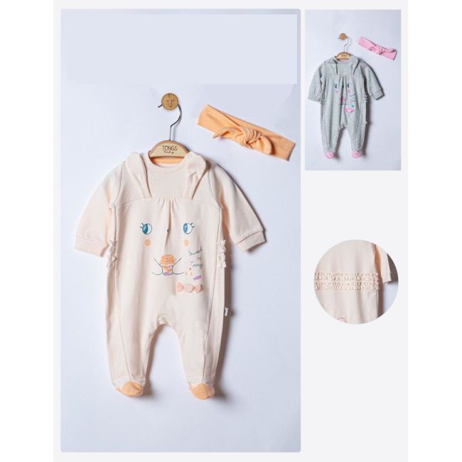 Salopeta pentru bebelusi cu bentita Sweets, Tongs baby (Culoare: Gri, Marime: 0-3 Luni) JEMtgs_4040_1
