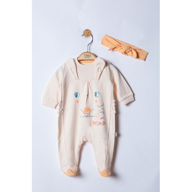 Salopeta pentru bebelusi cu bentita Sweets, Tongs baby (Culoare: Somon, Marime: 6-9 luni) JEMtgs_4040_6