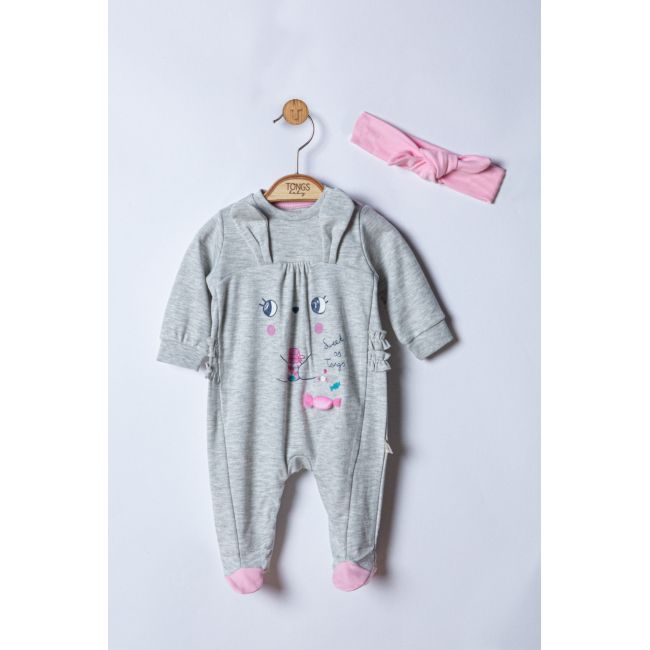 Salopeta pentru bebelusi cu bentita Sweets, Tongs baby (Marime: 0-3 Luni, Culoare: Somon) JEMtgs_4040_4