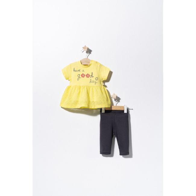 Set bluzita de vara cu pantalonasi pentru bebelusi, Tongs baby (Culoare: Galben, Marime: 6-9 luni) JEMtgs_2873_3