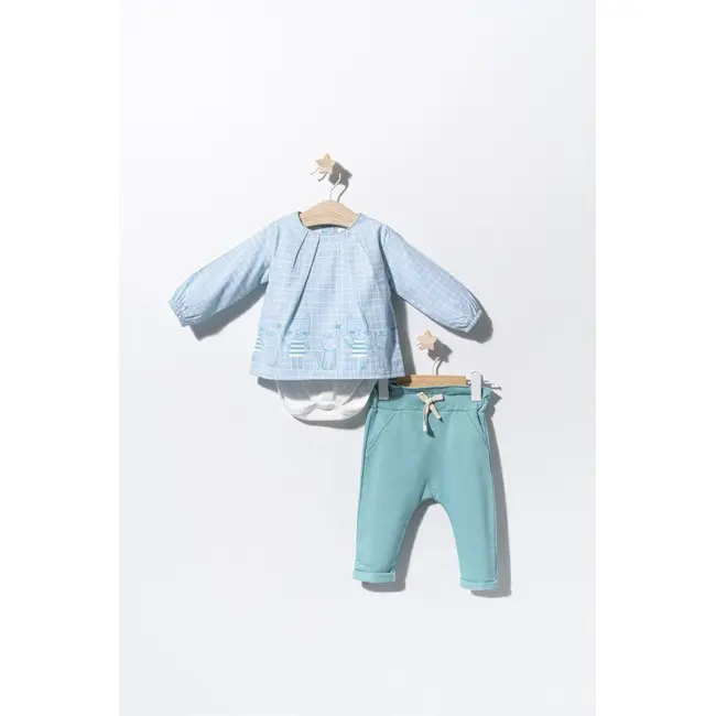 Set bluzita de vara cu pantalonasi pentru bebelusi Cats, Tongs baby (Culoare: Albastru, Marime: 6-9 luni) JEMtgs_2915_3