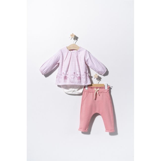 Set bluzita de vara cu pantalonasi pentru bebelusi Cats, Tongs baby (Culoare: Roz, Marime: 9-12 luni) JEMtgs_2915_8