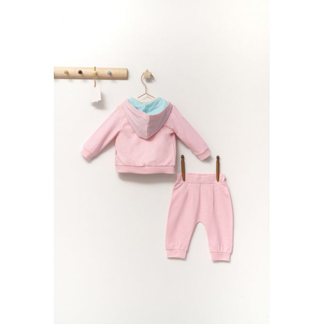 Set de 3 piese de trening Scufita rosie pentru bebelusi, Tongs baby (Marime: 6-9 luni, Culoare: Corai) JEMtgs_4364_7
