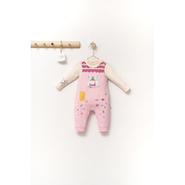 Set salopeta cu bluzita Scufita rosie pentru bebelusi, Tongs baby (Culoare: Roz, Marime: 6-9 luni) JEMtgs_4366_2