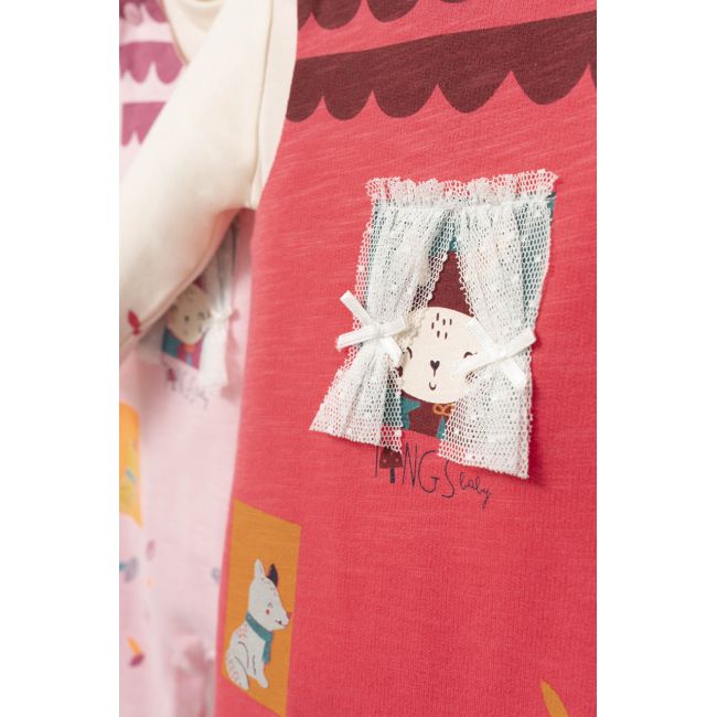 Set salopeta cu bluzita Scufita rosie pentru bebelusi, Tongs baby (Culoare: Roz, Marime: 6-9 luni) JEMtgs_4366_2