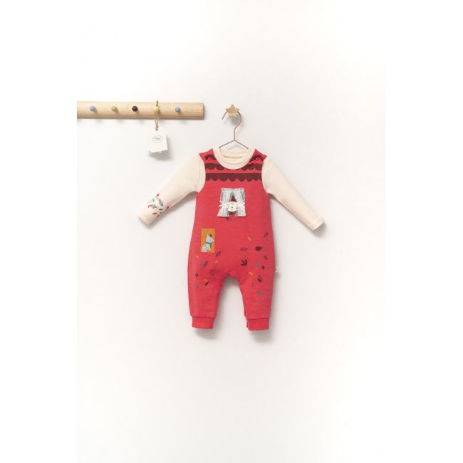 Set salopeta cu bluzita Scufita rosie pentru bebelusi, Tongs baby (Culoare: Roz, Marime: 6-9 luni) JEMtgs_4366_2