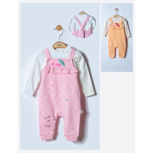 Set salopeta cu bluzita Sweets pentru bebelusi, Tongs baby (Culoare: Roz, Marime: 6-9 luni) JEMtgs_4046_2