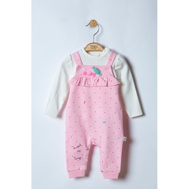 Set salopeta cu bluzita Sweets pentru bebelusi, Tongs baby (Culoare: Somon, Marime: 9-12 luni) JEMtgs_4046_6