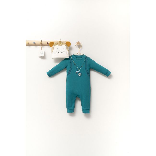Set salopeta cu caciulita cu urechiuse pentru bebelusi Ursulet, Tongs baby (Culoare: Gri, Marime: 3-6 Luni) JEMtgs_4350_5
