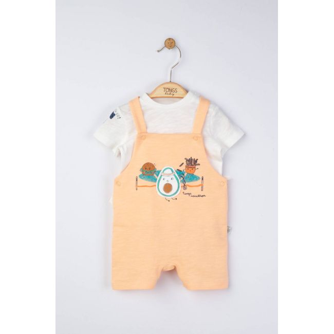 Set salopeta cu tricou de vara pentru bebelusi Marathon, Tongs baby (Culoare: Gri, Marime: 6-9 luni) JEMtgs_4314_2