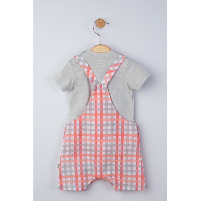 Set salopeta cu tricou in carouri pentru bebelusi, Tongs baby (Culoare: Galben, Marime: 9-12 luni) JEMtgs_4130_6