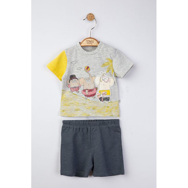 Set tricou de vara cu pantalonasi pentru bebelusi Swim, Tongs baby (Culoare: Somon, Marime: 9-12 luni) JEMtgs_4142_8