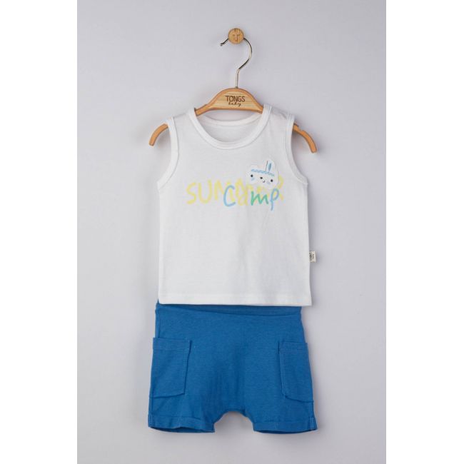 Compleu 2 piese Summer camp pentru baietei, Tongs baby (Culoare: Albastru, Marime: 12-18 Luni) JEMtgs_4185_1