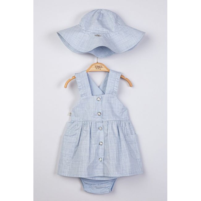 Compleu 2 piese cu palarie pentru fetite, Tongs baby (Culoare: Albastru, Marime: 18-24 Luni) JEMtgs_4111_2