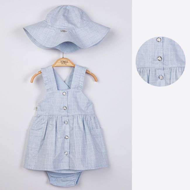 Compleu 2 piese cu palarie pentru fetite, Tongs baby (Culoare: Albastru, Marime: 24-36 luni) JEMtgs_4111_5