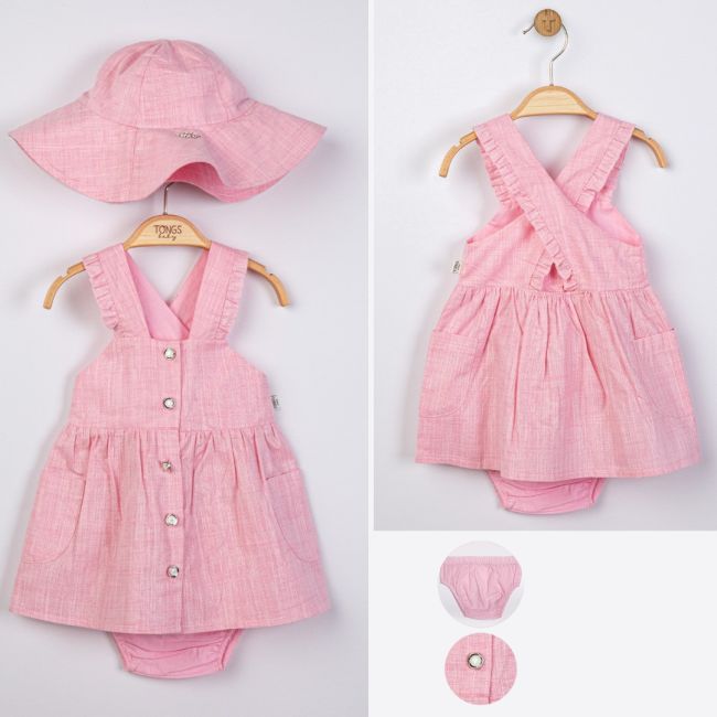 Compleu 2 piese cu palarie pentru fetite, Tongs baby (Culoare: Albastru, Marime: 24-36 luni) JEMtgs_4111_5