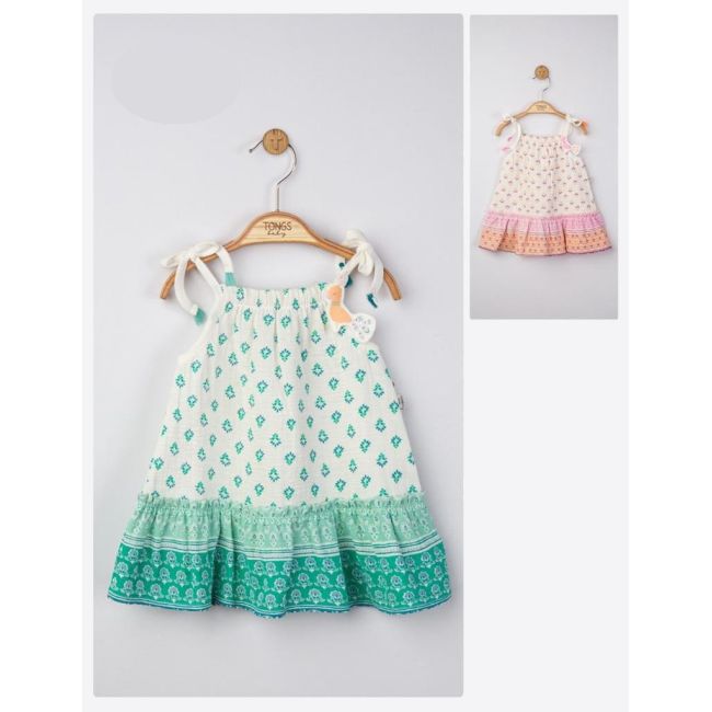 Rochita de vara din muselina pentru fetite Peacock, Tongs baby (Culoare: Verde, Marime: 6-9 luni) JEMtgs_4305_3