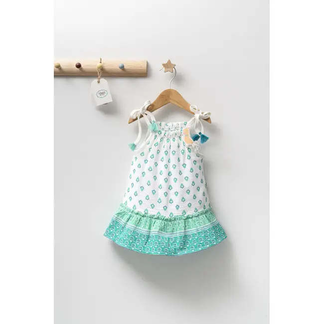 Rochita de vara din muselina pentru fetite Peacock, Tongs baby (Culoare: Verde, Marime: 9-12 luni) JEMtgs_4305_4