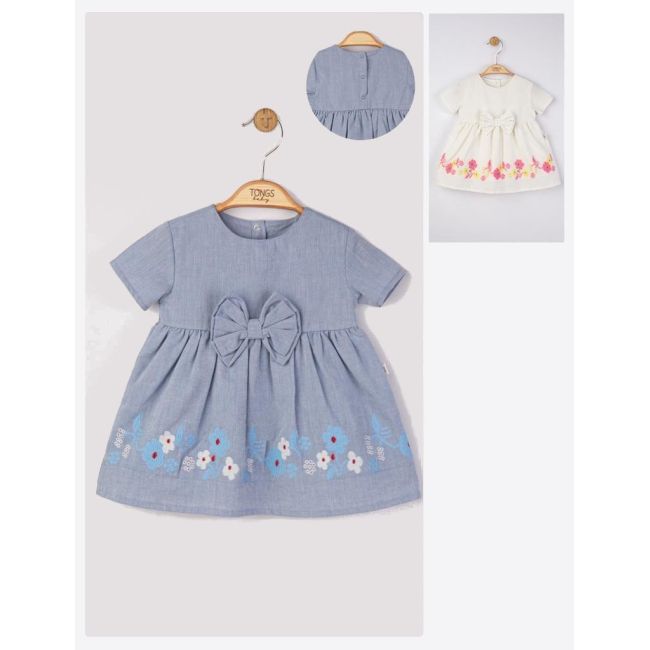 Rochita eleganta cu broderie pentru fetite, Tongs baby (Culoare: Albastru, Marime: 9-12 luni) JEMtgs_3806_4