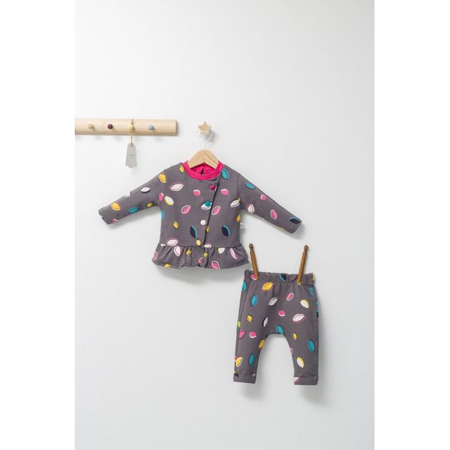 Set 2 piese cu bluzita cu volan si pantalonasi pentru fetite Colorful autum, Tongs baby (Culoare: Albastru, Marime: 18-24 Luni) JEMtgs_4435_2