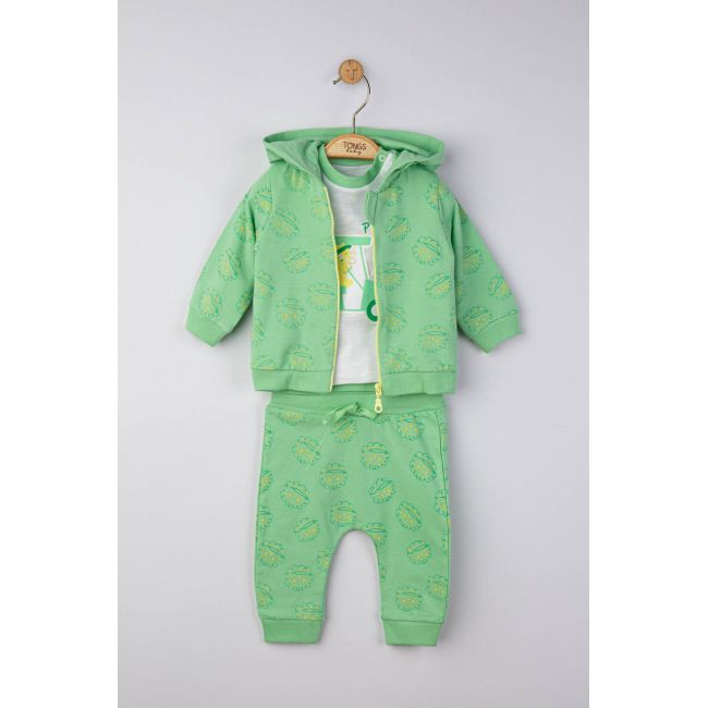 Set 3 piese: pantaloni, tricou si hanorac pentru bebelusi, Tongs baby (Marime: 9-12 luni, Culoare: Corai) JEMtgs_4128_9