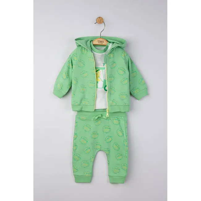 Set 3 piese: pantaloni, tricou si hanorac pentru bebelusi, Tongs baby (Marime: 9-12 luni, Culoare: Corai) JEMtgs_4128_9