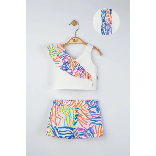 Set elegant bluzita de vara cu pantalonasi pentru fetite, Tongs baby (Culoare: Albastru, Marime: 9-12 luni) JEMtgs_4290_4