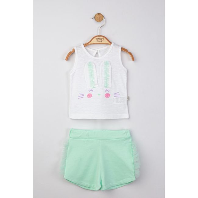 Set maiou de vara cu pantalonasi cu tulle pentru bebelusi , Tongs baby (Culoare: Verde, Marime: 12-18 Luni) JEMtgs_4211_1