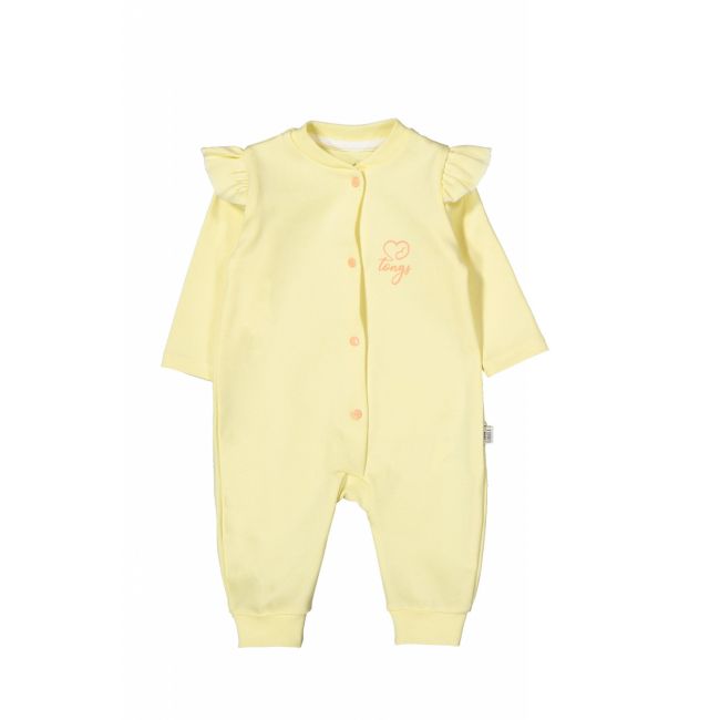 Salopeta cu maneca lunga si volanas nou nascut GALBEN, Tongs baby (Marime: 6-9 luni) JEMtgs_3628galben_3