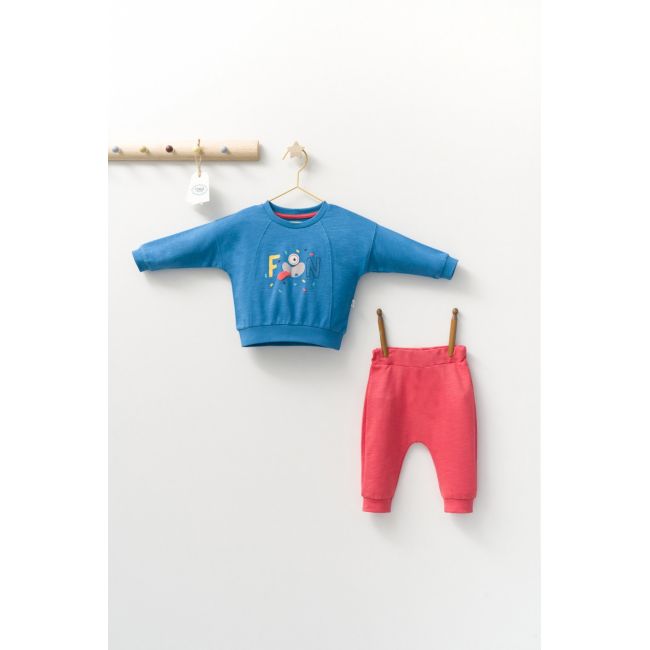 Set 2 piese cu bluzita si pantalonasi de trening Monster, Tongs baby (Culoare: Albastru, Marime: 6-9 luni) JEMtgs_4405_5