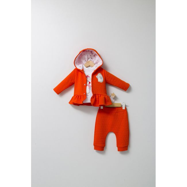 Set 3 piese: pantaloni, bluzita si hainuta cu gluga eleganta pentru bebelusi Crazy Penguins, Tongs baby (Culoare: Galben, Marime: 24-36 luni) JEMtgs_4534-10