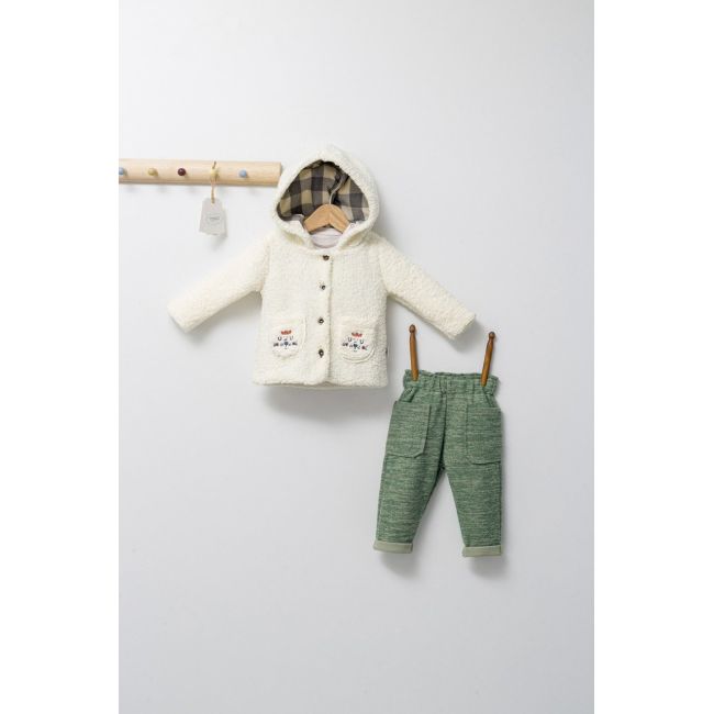 Set 3 piese: pantaloni, bluzita si hainuta pentru bebelusi KING, Tongs baby (Culoare: Verde, Marime: 6-9 luni) JEMtgs_4476_6
