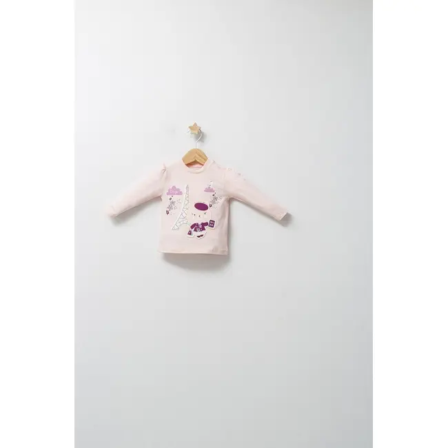 Set 3 piese: pantaloni, bluzita si vestuta eleganta pentru bebelusi Paris Love, Tongs baby (Culoare: Ecru, Marime: 6-9 luni) JEMtgs_4465-3