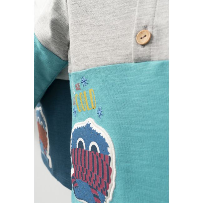 Set cu blugi si bluzita cu guleras pentru bebelusi Monster, Tongs baby (Culoare: Gri, Marime: 18-24 Luni) JEMtgs_4406-2