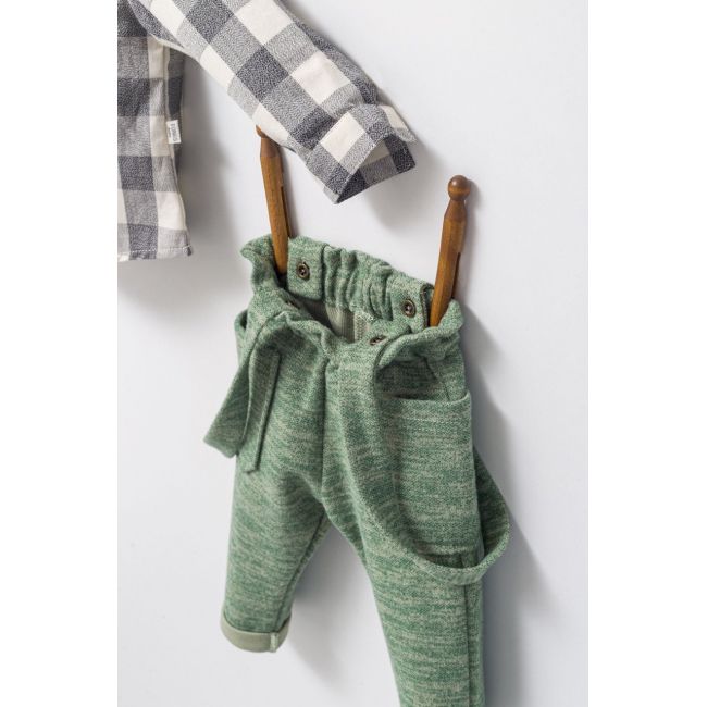 Set cu pantalonasi cu bretele si camasuta in carouri pentru bebelusi King, Tongs baby (Culoare: Maro, Marime: 9-12 luni) JEMtgs_4474_7