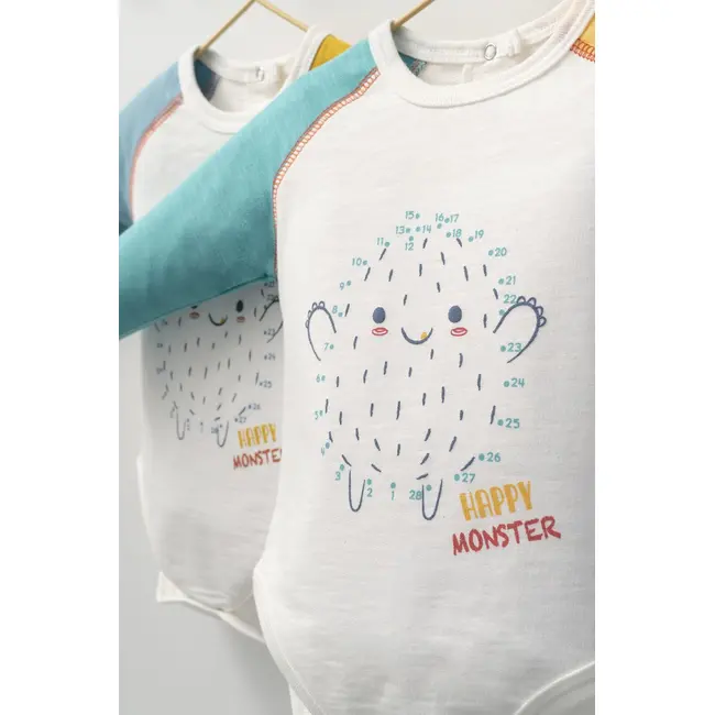 Set cu pantalonasi si body cu maneca lunga pentru bebelusi Monster, Tongs baby (Culoare: Turcoaz, Marime: 9-12 luni) JEMtgs_4403-4