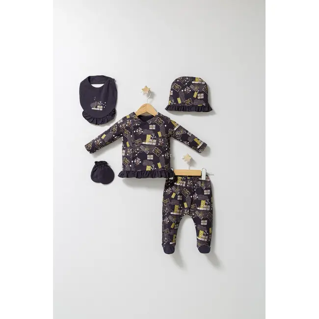 Set de 5 piese pentru nou nascut Fun Penguin, Tongs baby (Culoare: Gri) JEMtgs_4568-1