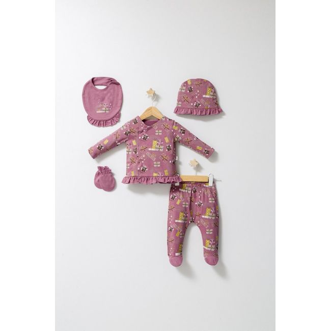 Set de 5 piese pentru nou nascut Fun Penguin, Tongs baby (Culoare: Roz inchis) JEMtgs_4568-2