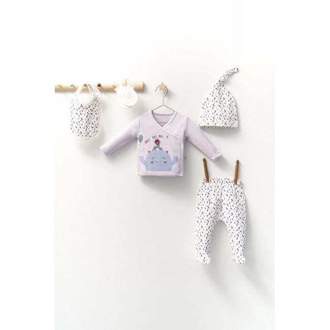 Set de 5 piese pentru nou nascut fetite Monster, Tongs baby (Culoare: Roz inchis) JEMtgs_4415-2