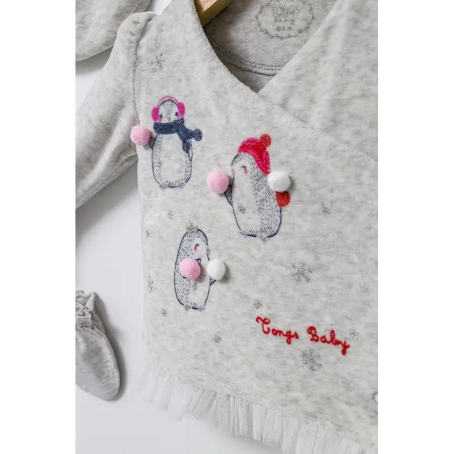 Set de iarna de 5 piese pentru nou nascut Crazy Penguins, Tongs baby (Culoare: Galben) JEMtgs_4535-2