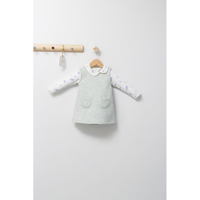 Set elegant cu sarafan si body pentru bebelusi Paris Love, Tongs baby (Marime: 12-18 Luni, Culoare: Vernil) JEMtgs_4468-2