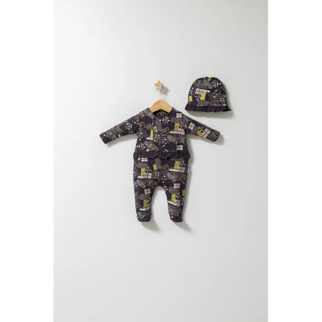Set salopeta cu caciulita cu volanas pentru bebelusi Fun Penguin, Tongs baby (Culoare: Gri, Marime: 6-9 luni) JEMtgs_4560-5