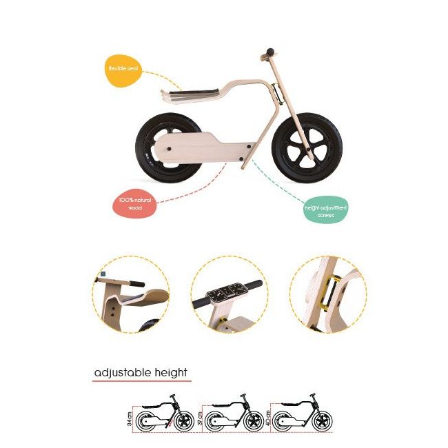 Bicicleta din lemn natural fara pedale RideMe MamaToyz JEMMtyz_RideMe