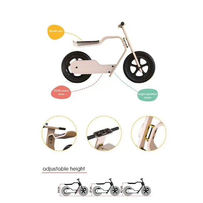 Bicicleta din lemn natural fara pedale RideMe MamaToyz JEMMtyz_RideMe