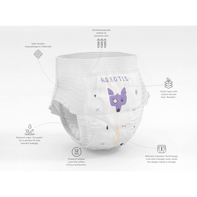 Scutece tip chilotel hipoalergenice Agnotis pants, marimea nr. 5, 13-17 kg, 36 bucati JEMagn_pantsnr5