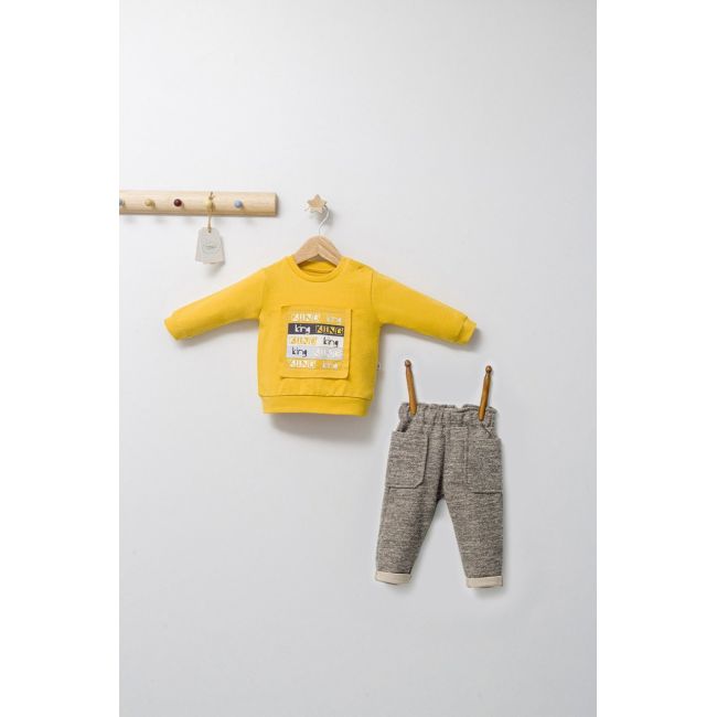 Set 2 piese cu bluzita si pantalonasi cu buzunare King, Tongs baby (Culoare: Galben, Marime: 6-9 luni) JEMtgs_4473_6