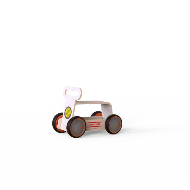 Jucarie din lemn 3 in 1 Ambulanta DriveMe Wood: masinuta ride-on, premergator si carucior de jucarii MamaToyz JEMMtyz_rideonwood1