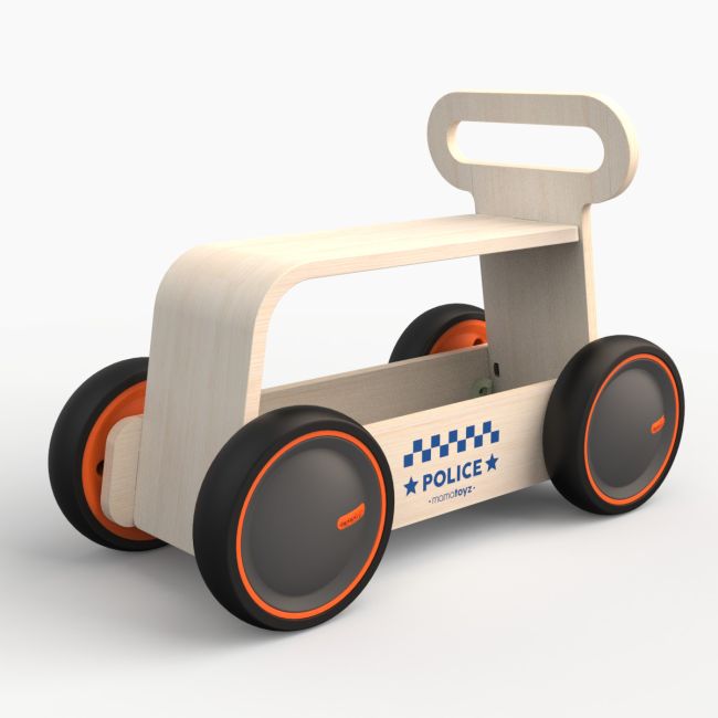 Jucarie din lemn 3 in 1 Politie DriveMe Wood: masinuta ride-on, premergator si carucior de jucarii MamaToyz JEMMtyz_rideonwood2