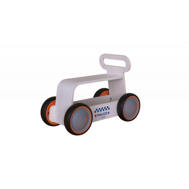 Jucarie din lemn 3 in 1 Politie DriveMe Wood: masinuta ride-on, premergator si carucior de jucarii MamaToyz JEMMtyz_rideonwood2